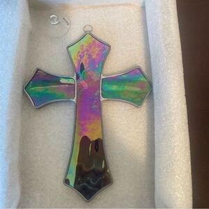 Iridescent Glass Cross Suncatcher
